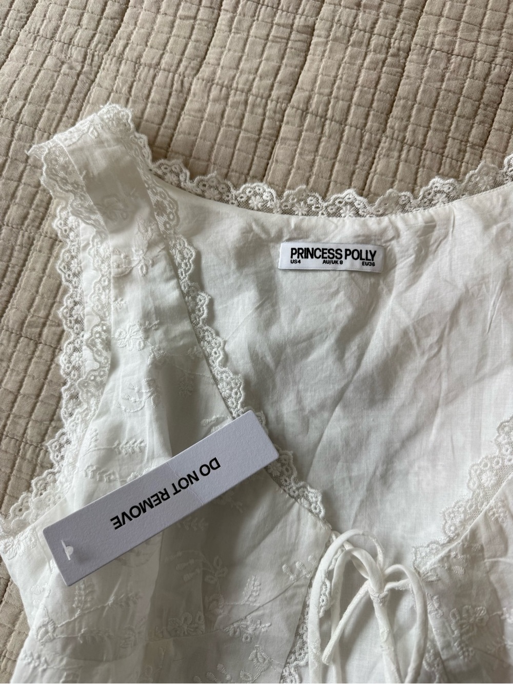 Princess Polly White Lace-Trim Tie-Front Camisole - Picture 4 of 4